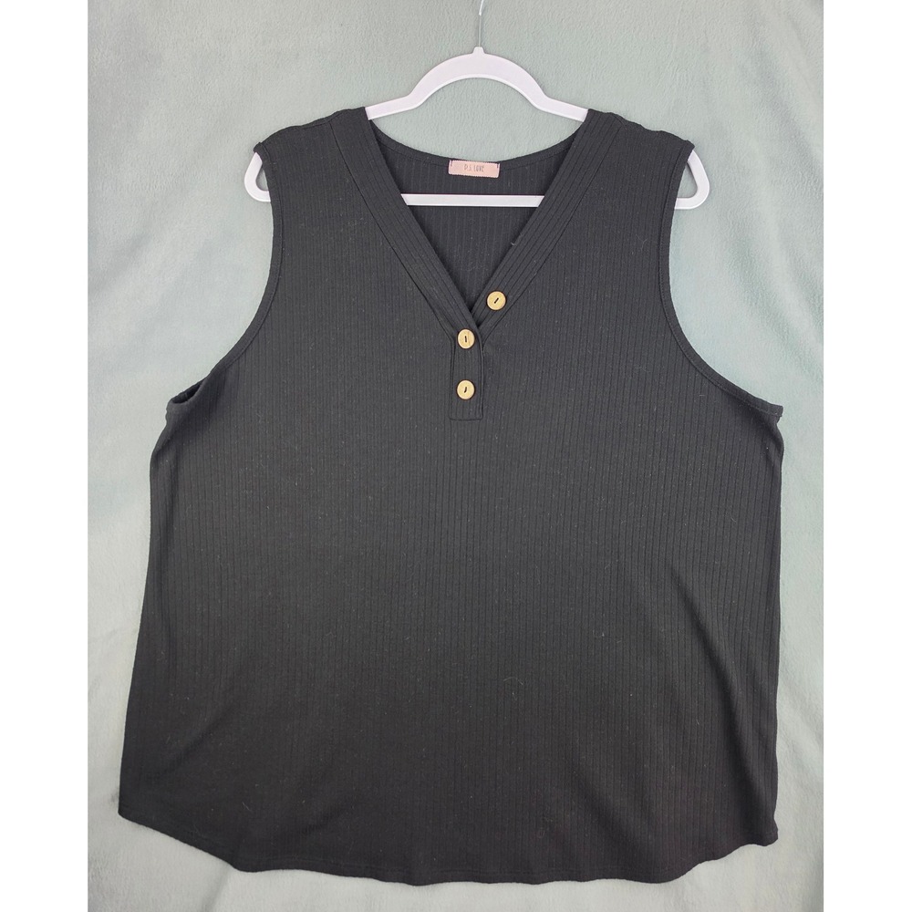 Casual‎ Rib Knit Tank Top Black Womens 2X Plus Size P.S. Love